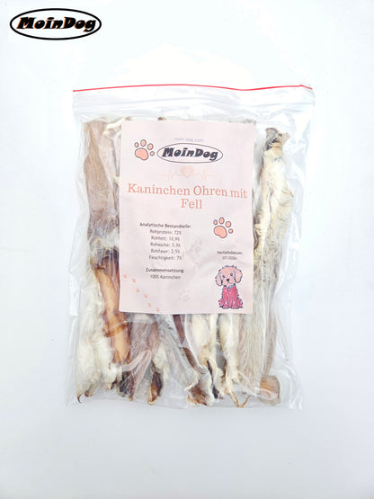 Knusprige Kaninchenohren mit Fell für Hunde – leckerer Kausnack | MoinDog