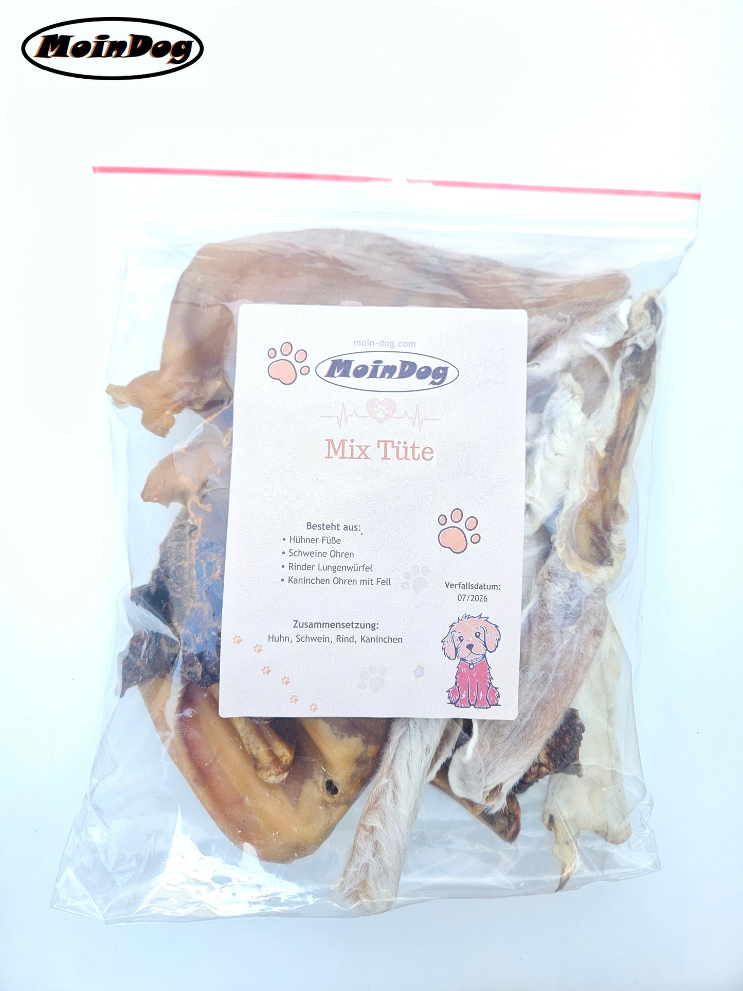 Mix Tute besteht aus Kaninchen, Huhn, Rind und Schwein. Beste Snacks und Kauartikel für deinem Hund | MoinDog